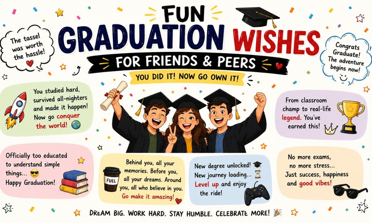Fun Graduation Wishes for Friends & Peers