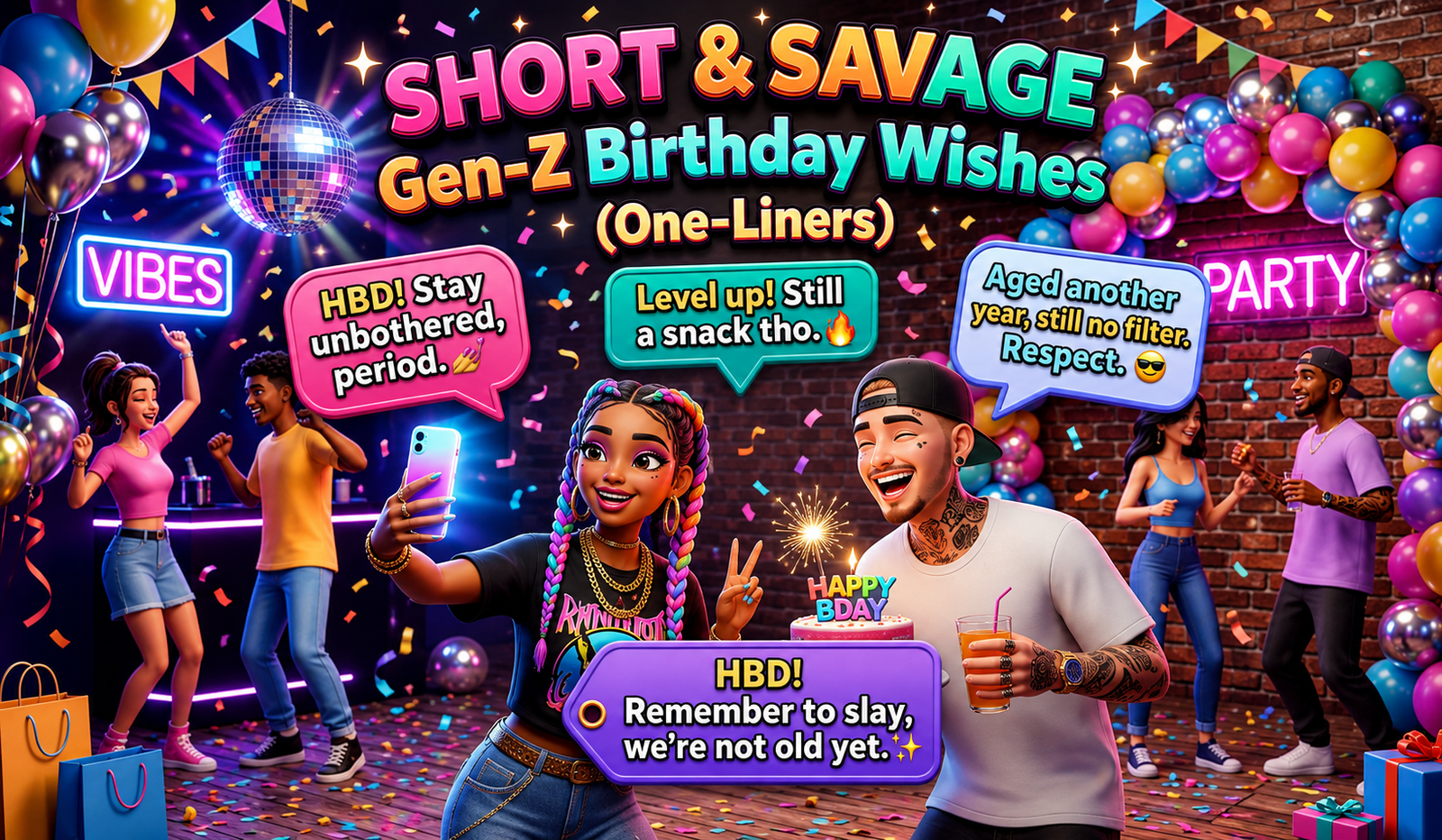 Short & Savage Gen-Z Birthday Wishes (One-Liners)