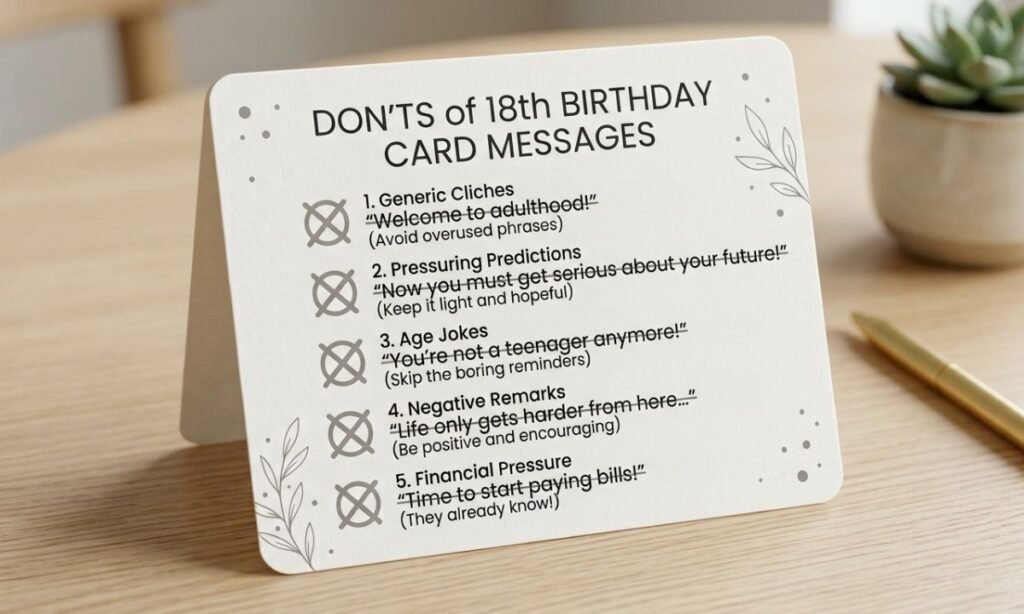 Don’ts of 18th Birthday Card Messages