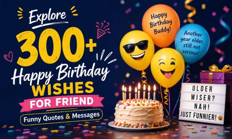 Explore 300+ Happy Birthday Wishes for Friend Funny Quotes & Messages