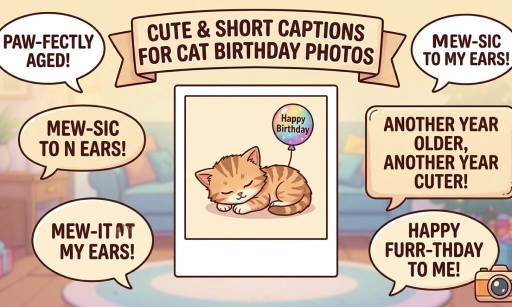 Cute & Short Captions for Cat Birthday Photos